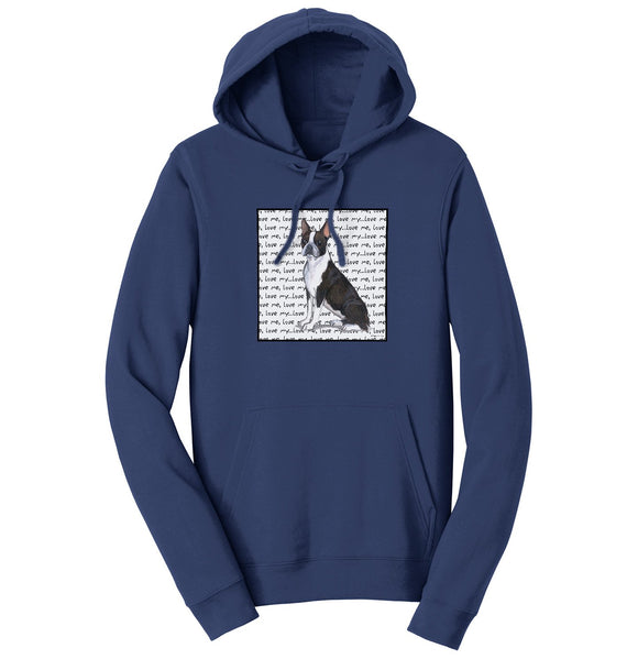 Boston Terrier Love Text - Adult Unisex Hoodie Sweatshirt