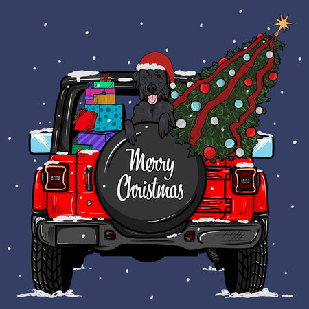 Christmas Jeep Black Lab - Adult Unisex Crewneck Sweatshirt