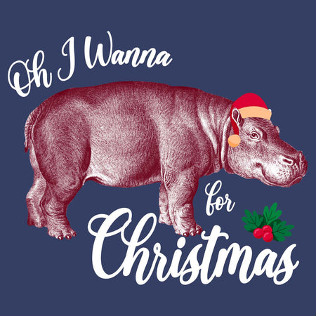 Hippopotamus for Christmas - Adult Unisex Crewneck Sweatshirt