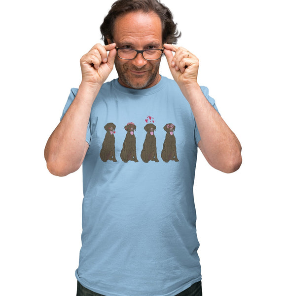 .com - Chocolate Lab Love Line Up - Adult Unisex T-Shirt