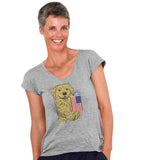 USA Flag Golden - Women's V-Neck T-Shirt