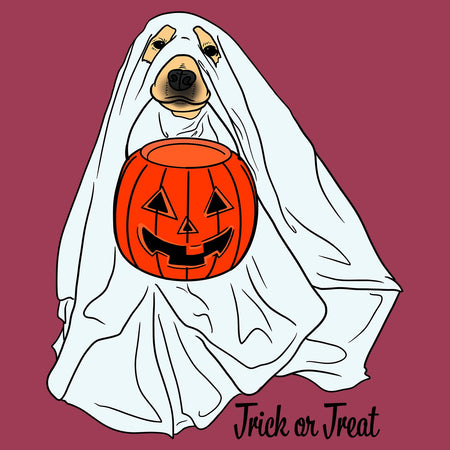 Trick or Treat Ghost Dog - Adult Unisex Hoodie Sweatshirt