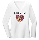 Flower Heart Yellow Lab Mom - Women's V-Neck Long Sleeve T-Shirt
