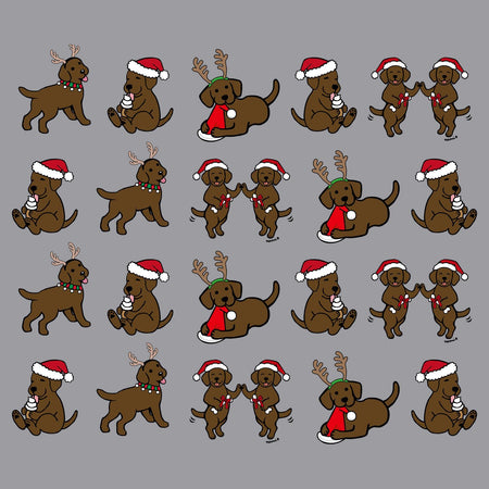 Christmas Chocolate Lab Puppy Pattern - Adult Adjustable Face Mask