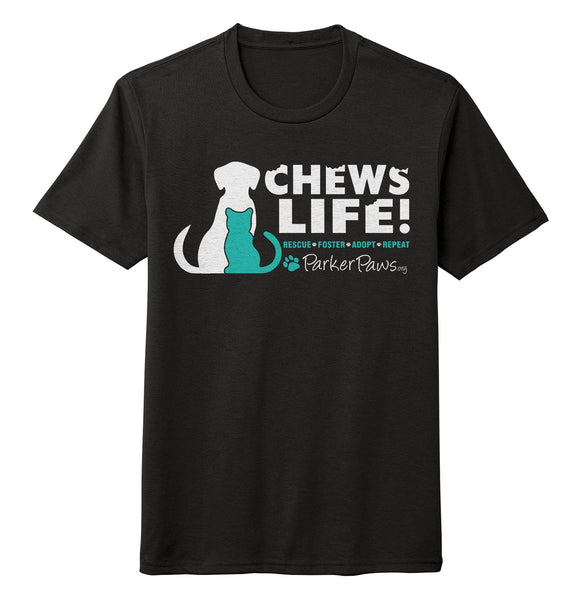 Parker Paws Chews Life - Adult Tri-Blend T-Shirt