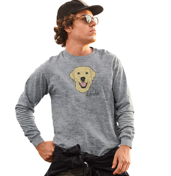 Yellow Labrador Headshot - Adult Unisex Long Sleeve T-Shirt