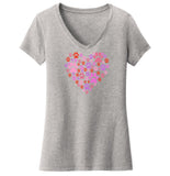 Pink Paw Heart - Women's V-Neck T-Shirt