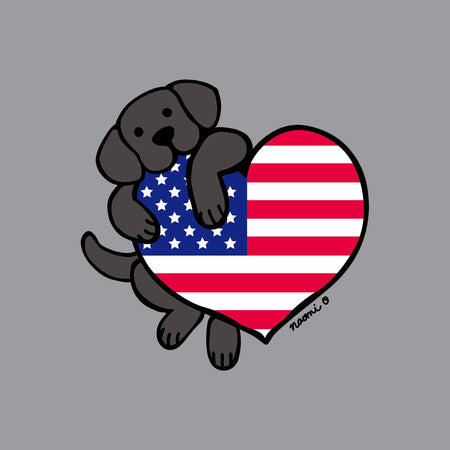 Black Lab USA Flag Heart Left Chest - Kids' Unisex T-Shirt
