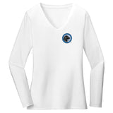 LRC Logo - Left Chest Blue - Women's V-Neck Long Sleeve T-Shirt