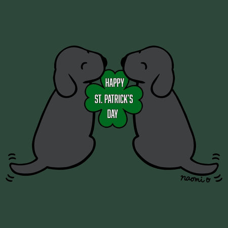 Happy St. Patrick's Day Black Lab Puppies - Adult Unisex T-Shirt