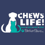 Parker Paws Logo Chews Life - Adult Unisex T-Shirt