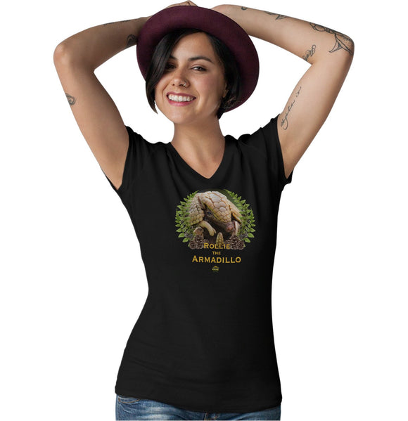 New Zoo & Adventure Park - Rollie the Armadillo - Women's V-Neck T-Shirt