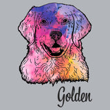 Colorful Golden Retriever Headshot - Adult Unisex Long Sleeve T-Shirt