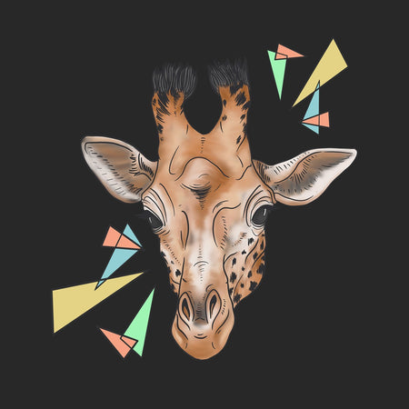 Giraffe and Color Shapes Illustration - Adult Adjustable Face Mask