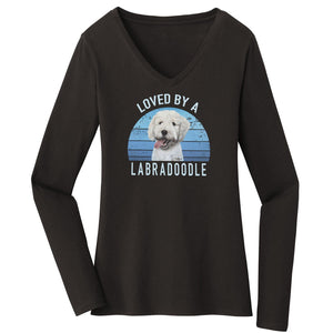 Parker Paws Store - Loved By A Labradoodle - Women's V-Neck Long Sleeve T-Shirt