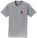 Chocolate Lab USA Flag Heart Left Chest - Adult Unisex T-Shirt