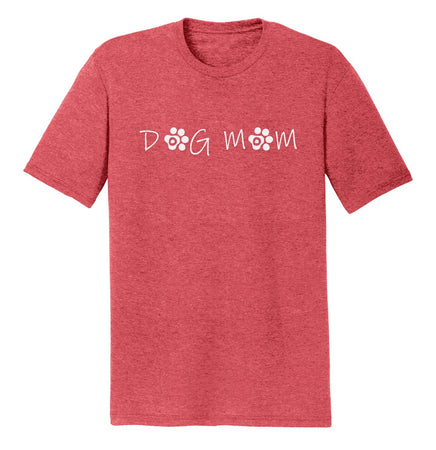 Dog Mom - Paw Text - Adult Tri-Blend T-Shirt