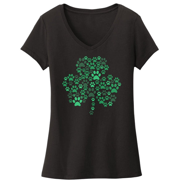 Green Paw Shamrock - Women's V-Neck T-Shirt