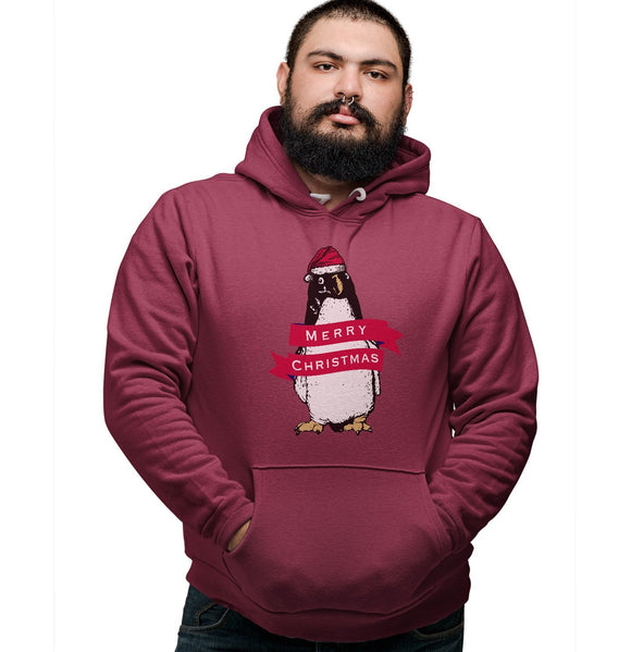  - Merry Christmas Penguin - Adult Unisex Hoodie Sweatshirt