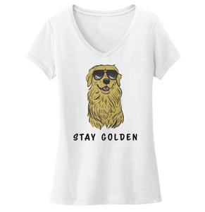 Stay Golden Retriever - Women's V-Neck T-Shirt