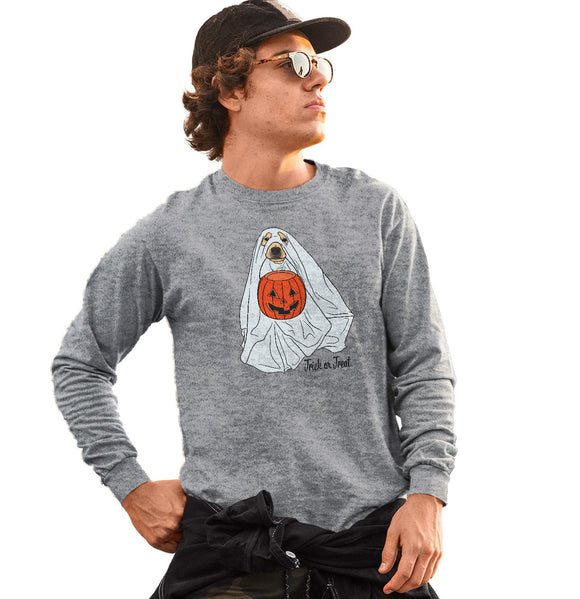 Animal Pride - Trick or Treat Ghost Dog - Adult Unisex Long Sleeve T-Shirt