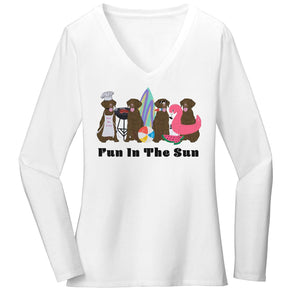 Summer Lineup Chocolate Lab - Women's V-Neck Long Sleeve T-Shirt