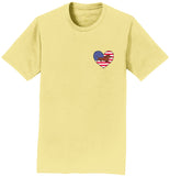 USA Flag Heart Red Smooth Doxie Running Left Chest - Adult Unisex T-Shirt