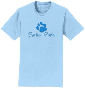 Parker Paws Blue Paw Print Logo - Adult Unisex T-Shirt