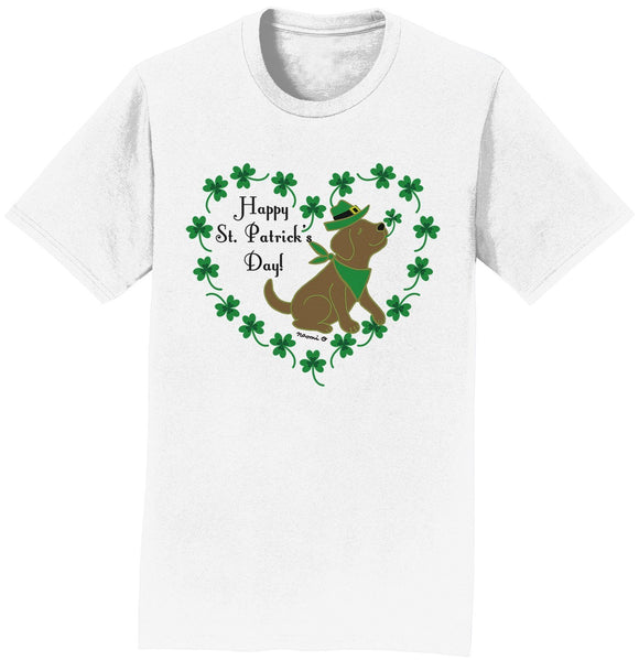 St. Patrick's Day Clover Heart Chocolate Lab - Adult Unisex T-Shirt