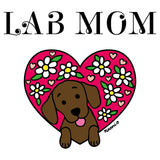Flower Heart Chocolate Lab Mom - Women's V-Neck Long Sleeve T-Shirt
