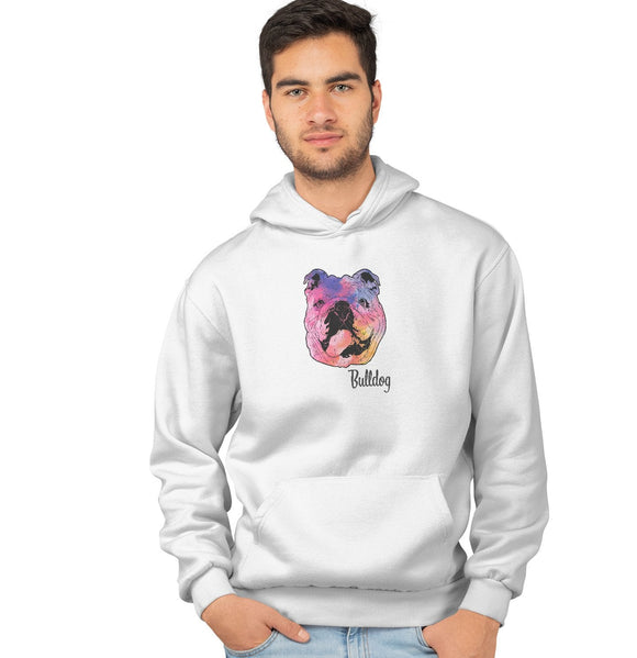 Animal Pride - Colorful Bulldog Headshot - Adult Unisex Hoodie Sweatshirt