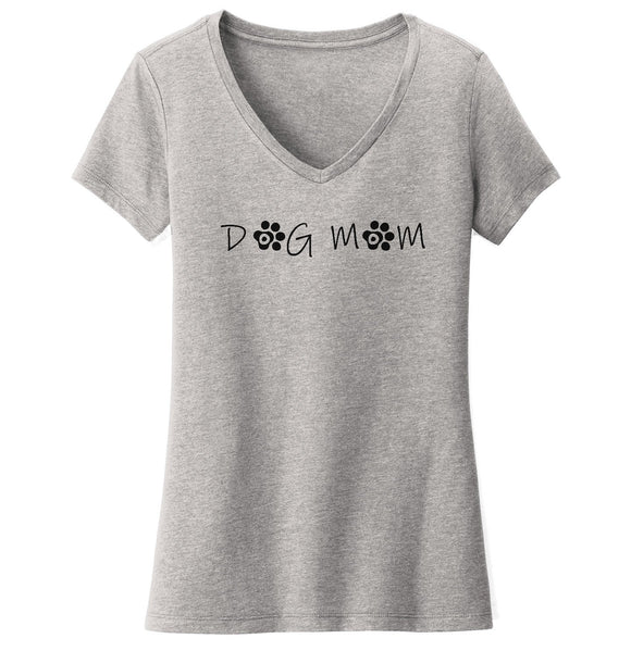 Dog Mom - Paw Text - Women's V-Neck T-Shirt