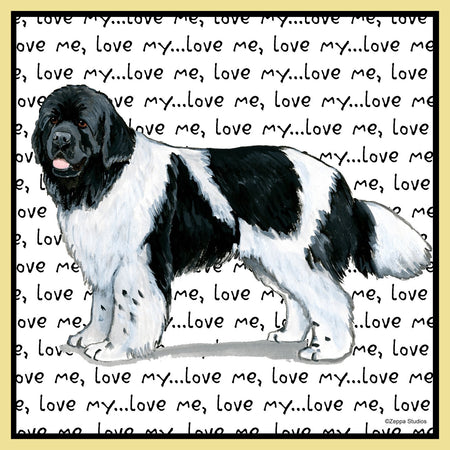 Black & White Newfie Love Text - Adult Unisex T-Shirt