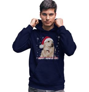 Happy Howlidays Santa Golden - Adult Unisex Hoodie Sweatshirt