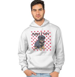 Rottweiler Puppy Love - Adult Unisex Hoodie Sweatshirt