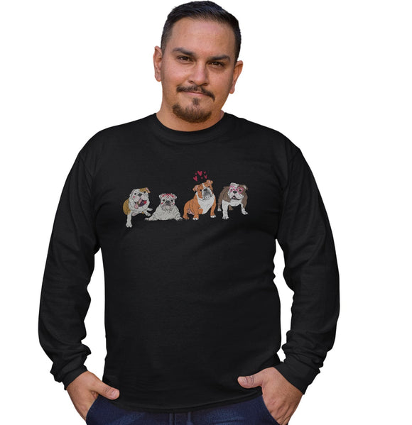 Animal Pride - Bulldog Love Line Up - Adult Unisex Long Sleeve T-Shirt