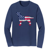USA Flag Pattern Lab Silhouette - Adult Unisex Long Sleeve T-Shirt