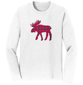 Plaid Moose - Adult Unisex Long Sleeve T-Shirt