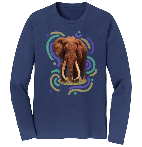 Wiggly Lines Elephant - Adult Unisex Long Sleeve T-Shirt