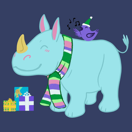 Christmas Rhino - Adult Unisex Hoodie Sweatshirt