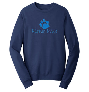 Parker Paws Blue Paw Print Logo - Adult Unisex Crewneck Sweatshirt