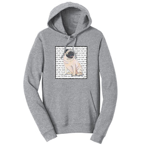 Pug Love Text - Zeppa Studios - Adult Unisex Hoodie Sweatshirt