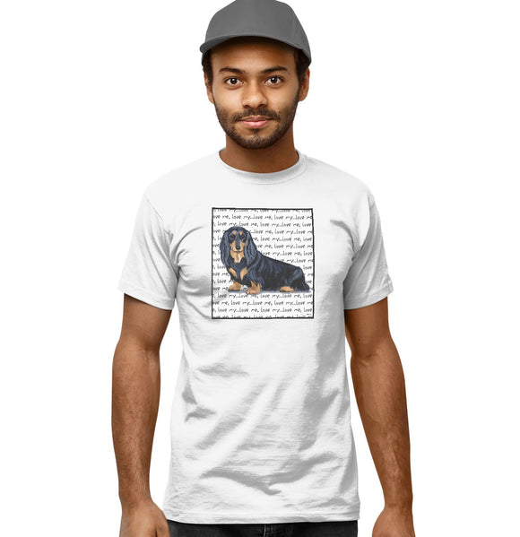 Black Long Haired Dachshund Love Text - T-Shirt
