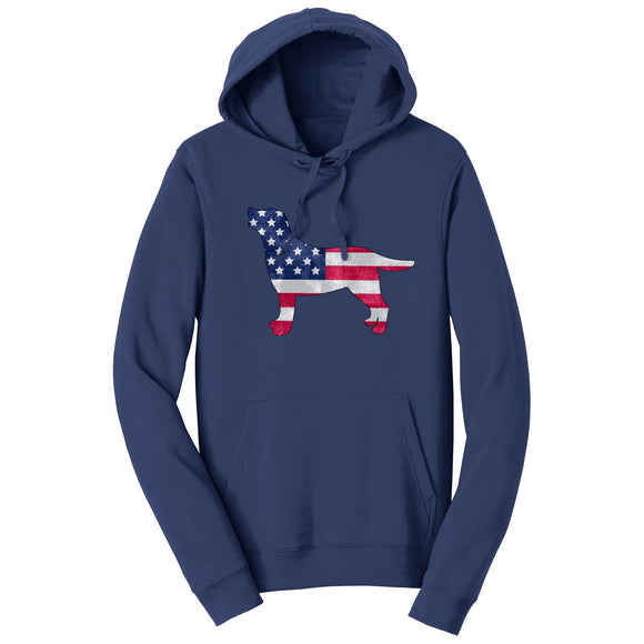 USA Flag Pattern Lab Silhouette - Adult Unisex Hoodie Sweatshirt
