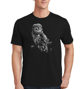 Barred Owl on Black - Adult Unisex T-Shirt
