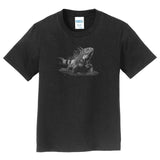 Green Iguana on Black - Kids' Unisex T-Shirt