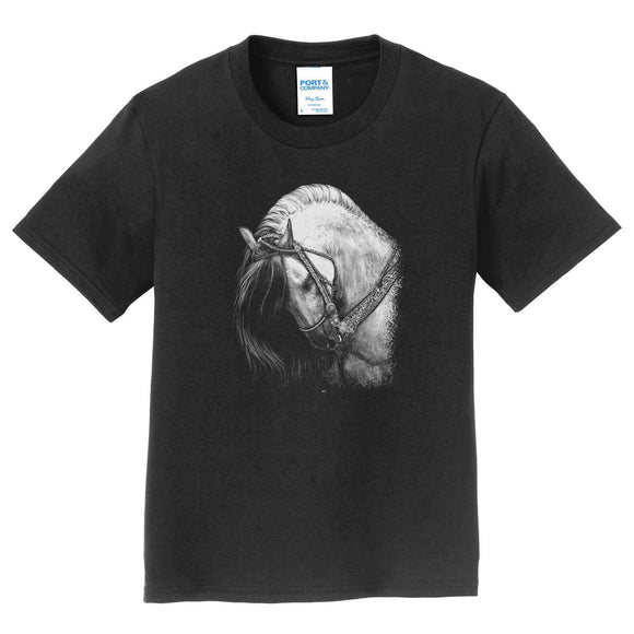 Horse on Black - Kids' Unisex T-Shirt