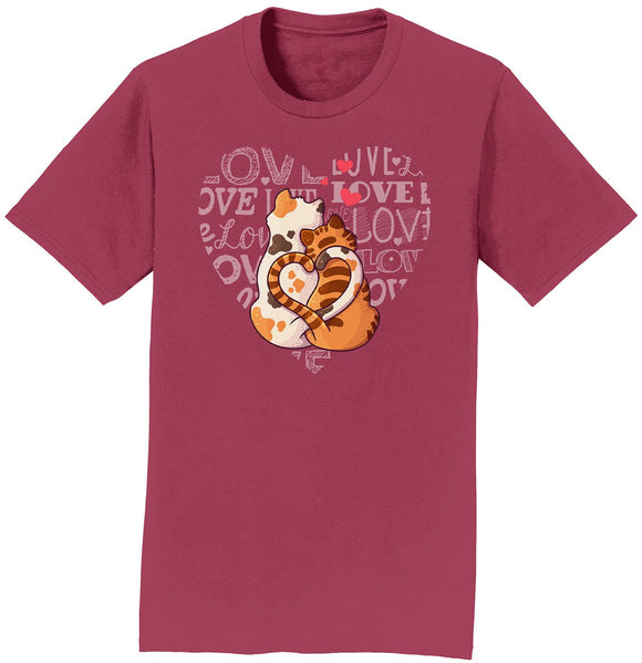 Parker Paws Store - Love Heart Cats Back - Adult Unisex T-Shirt