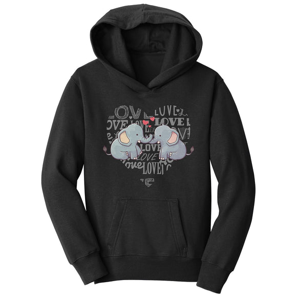 International Elephant Foundation - Love Heart Elephants - Kids' Unisex Hoodie Sweatshirt