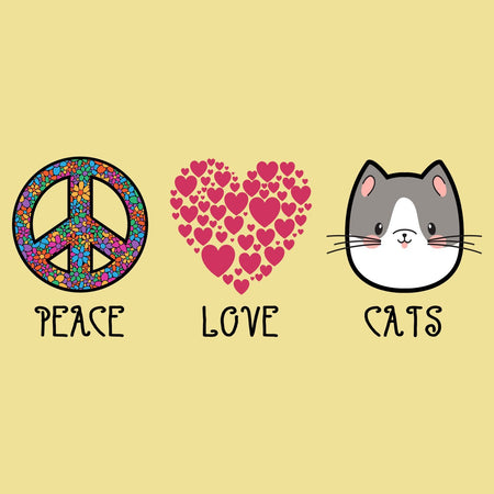 Peace Love Cats - Adult Unisex T-Shirt